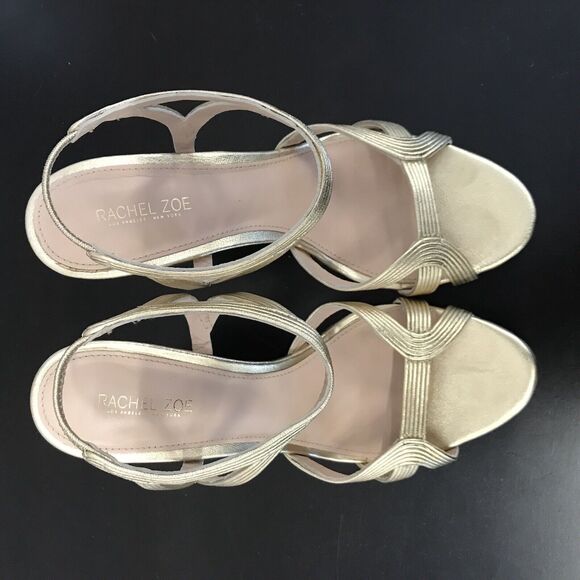 Rachel Zoe Isabella Metalic Gold Leather Stiletto High Heeled Sandals Women’s 8 - Picture 6 of 16